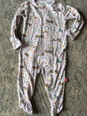 Magnetic Me Lavender Pink Floral & Animal Print Footie